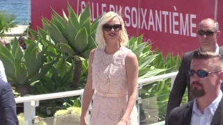 The always beautiful Charlize Theron and Jean Reno attends the Photocall of The Last Face in Cannes