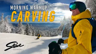 Skiing Stowe, Vermont — Morning CARVING WARM-UP Run