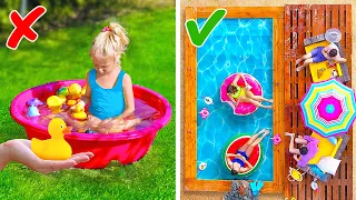 DIY GIANT BACKYARD POOL || Easy Backyard Decor Ideas For Parents and Kids