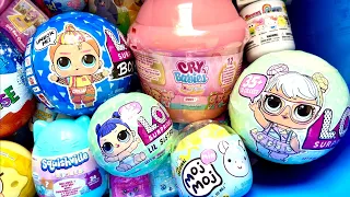 Unboxing NEW Blind Bags! HUGE surprise NO Talking Video lol dolls, cry baby, hello kitty, squishy