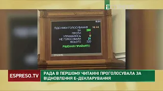 Е-декларування: ВР у першому читанні проголосувала за його відновлення