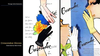 Vintage Crescendoe Gloves Advertising illlustrated by Rene Gruau
