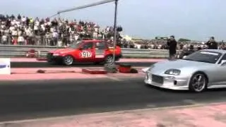 Toyota Supra vs Toyota Corolla drag race