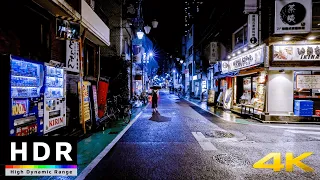 【4K HDR】Rainy Night Walk in Tokyo Backstreets - Akebonobashi Japan