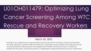 Optimizing Lung Cancer Screening in WTC Responders