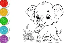 Elephant Drawing and Coloring for Kids and Toddlers / Elephant drawing easy step by step