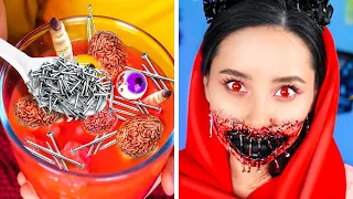 HUUU! PRANK HALLOWEEN SERAM DAN TIPS MAKEUP || Ide dan Trik Halloween Gokil oleh 123 GO! GOLD