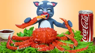 Amazing Giant Seafood Challenge with Talking Tom | Stop Motion Cooking & ASMR