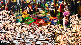 Massive food supplies, amazing Cambodian food market scenes