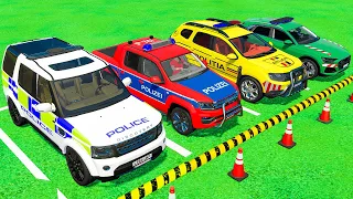 ALL POLICE CARS! RANGE ROVER, VOLKSWAGEN, DACIA, AUDI TRANSPORTING WITH MAN TRUCKS! FS22