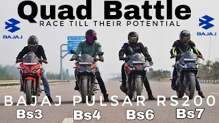 Battle Between 4 Generation Of Bajaj Pulsar RS200 | King is King 👑 | Fastest RS200 Ever