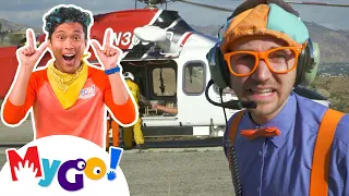 Blippi Explores a Firefighting Helicopter | Blippi | MyGo! Sign Language For Kids | ASL