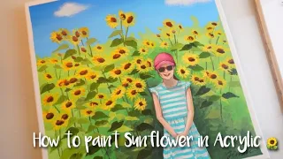 Sunflower/ Acrylic / 해바라기 속 소녀 그림/ 아크릴 해바라기 꽃