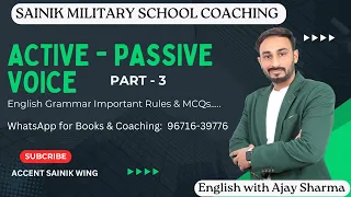 Active Passive Voice Part 3 Sainik School | Voice Sainik Eng | Military School English Ajay Sharma
