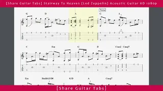[Share Guitar Tabs] Stairway To Heaven (Led Zeppelin) Acoustic Guitar HD 1080p