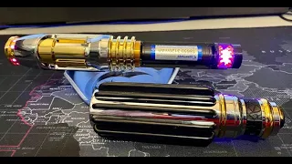 Starwars Mace Windu Neopixel Lightsaber w/ Crystal Chamber Reveal (Removable Battery)