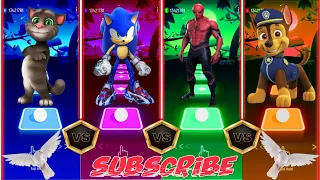 Talking Tom 🆚 Sonic Prime 🆚 Marvel’s Spidey 🆚 PAW Patrol - Tiles Hop EDMRUSH||#viralvideo #tileshop