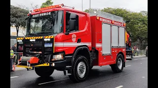 Desfile Cívico 9 de Julho 2023 Ibirapuera viaturas Corpo de Bombeiros SP SICOE