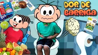 CEBOLINHA COM DOR DE BARRIGA | Turma da monica Mônica | children pretend to eat sweets and fruits