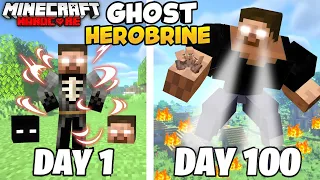 I Survived 100 Days as GHOST HEROBRINE in Hardcore Minecraft... (Hindi)