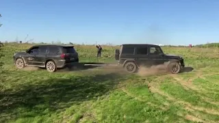 Перетягивание Lexus LX 570 (600hp) VS Mercedes G 63 AMG (571hp)