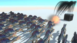 100 Missiles vs 100 Dinosaurs Animal Revolt Battle Simulator