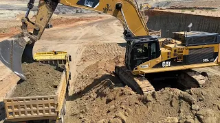 Caterpillar 365C Excavator Loading Trucks With Three Passes On Huge Mining Site - Interkat SA