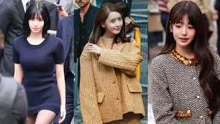 YoonA, Momo, and Wonyoung captivate with their beauty at the Miu Miu SS24 show in Paris.