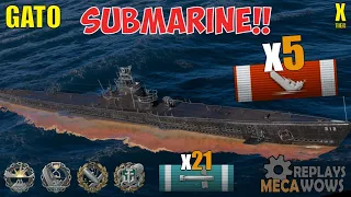 Submarine Gato 5 Kills & 232k Damage | World of Warships Gameplay