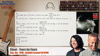 🎸 Shout - Tears for Fears Guitar Backing Track with chords and lyrics