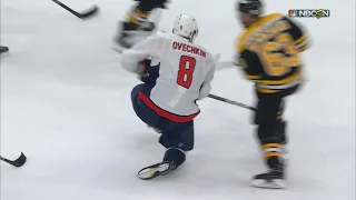 Brad Marchand and Alex Ovechkin exchange hits in 3rd period of Game 4 5/21/21