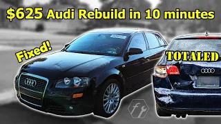 Rebuilding my Wrecked $625 Audi A3 - in 10 minutes!