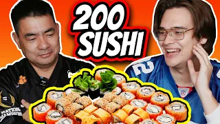 O japońskim wychowaniu - Tata aż się wzruszył! - 200 sushi challenge !!