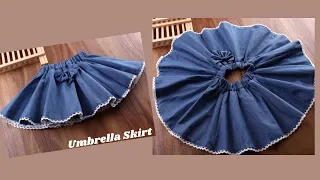 Umbrella skirt cutting and stitching for baby / How to make circle skirt full tutorial