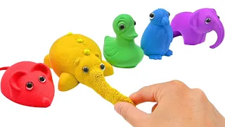 Satisfying Video l How To Make Rainbow Animals with Kinetic Sand Cutting ASMR