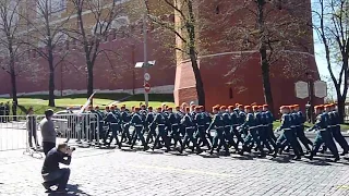 Soldiers practicing for Russian Army Parade