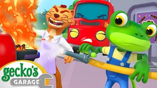 Fire at the Garage | Gecko's Garage Stories and Adventures for Kids | Moonbug Kids