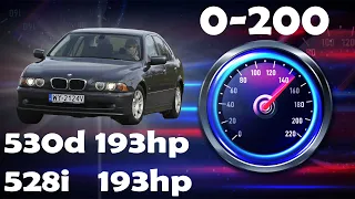 BMW 528i vs 530d (Both 193hp) Gasoline vs Diesel Side by side comparision