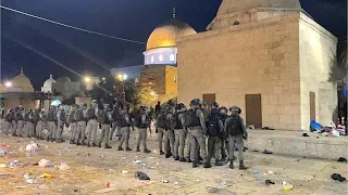 today A heavy police force was deployed in Masjid al-AQSA on Friday During Fajar Adhan  ||