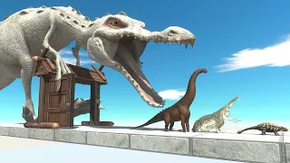 Animals Races - Dinosaurs Flee (Rescue) From Tyrannosaurus Ice T-Rex Animal Revolt Battle Simulator