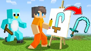 Speedrunner VS Hunter But Whatever You Draw, You Get! - Minecraft