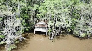 Abandoned Prohibition hideout built directly on Caddo Lake!