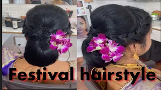 Festival Hairstyle / long hair hairstyle/ how to creat bun hairstyle for festival/ easy hairstyle