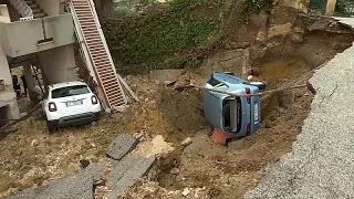 Flooded streets, rescuing as heavy rains hit Sicily