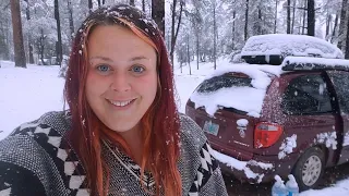 Living In A Minivan In A Snow Storm?! | Did I leave the desert too early? Snow days in April!