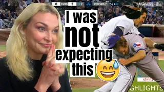 New Zealand Girl Reacts to BASEBALL PLAYERS CHARGING THE MOUND