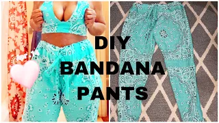 How To make $1 bandanas into pants #fashion #DIY