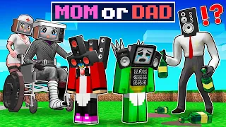 Who will JJ and MIKEY STAY WITH? TV WOMAN or SPEAKER DAD in Minecraft - Maizen