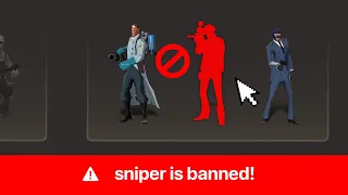 tf2 but sniper is BANNED. what happens? i tried it out - gameplay experiment & analysis