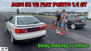 Audi S2 vs Fiat Punto 1.4 GT drag racing 1/4 mile 🚦🚗 - 4K UHD